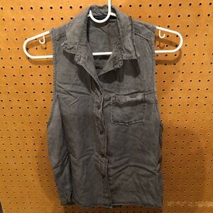Brandy Melville Gray Acid Wash Button Up Tank Top